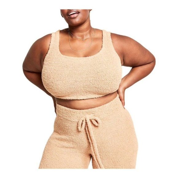 Nina Parker Womens Plus Scoop Neck Cozy Bralette Doe Size 1X - Picture 1 of 3